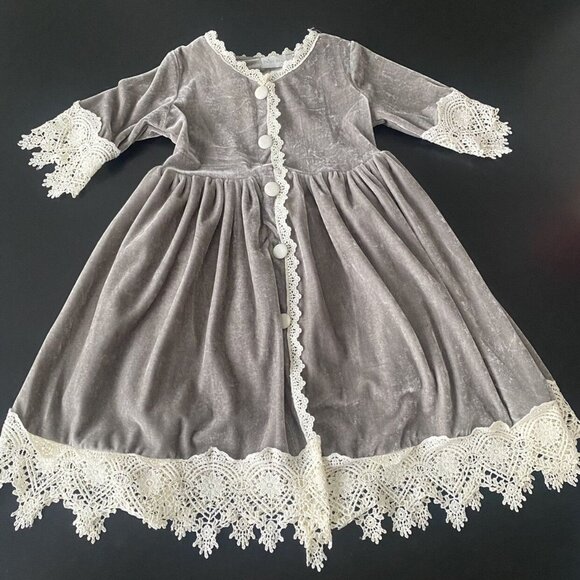 Trish Scully Grey Velvet Dress - Picture 1 of 12